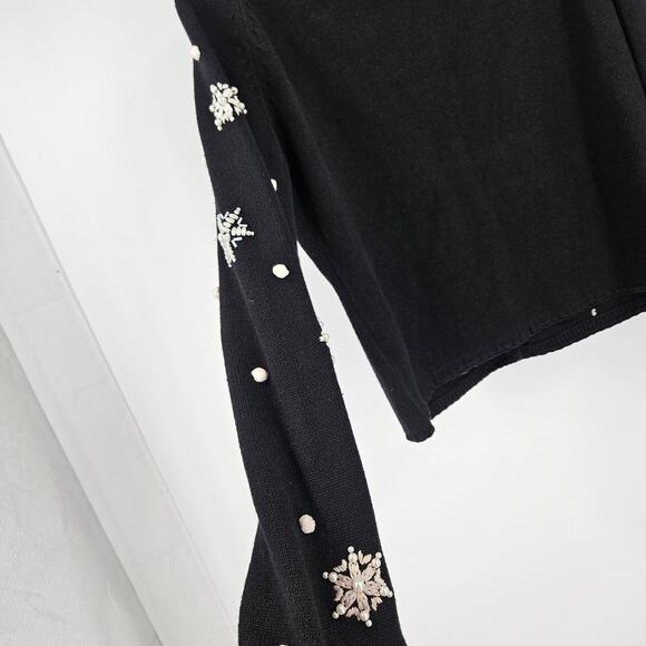Michael Simon This Is How We Roll Christmas Cardigan Sweater Pearl Beaded Size L - Picture 4 of 4